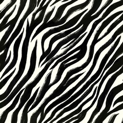Zebra skin black and white seamless pattern. 