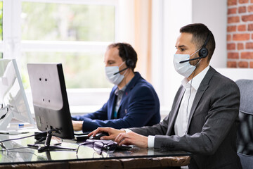 Customer Service Support Agents In Headsets