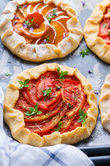 Preparing cooking fruits and vegetables galette, tart, seasonal summer pie