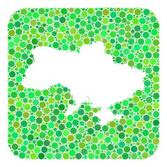 Map of Ukraine mosaic created with rounded rectangle and subtracted shape. Vector map of Ukraine mosaic of circles in different sizes and green color tones.