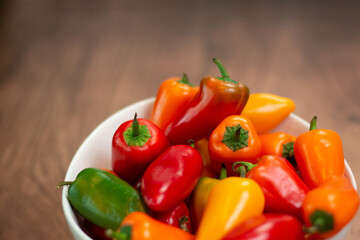 Fresh chili peppers in a bowl