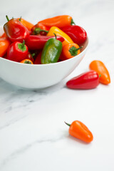 red and green peppers on plate