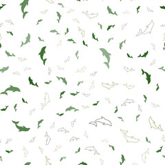 Fototapeta na wymiar Light Green vector seamless texture with dolphins.