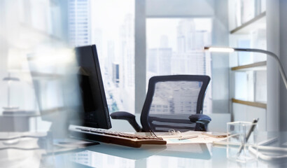 Empty desk in modern office