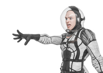 retro space astronaut is ready to the battle