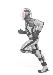 retro space astronaut is running