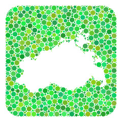 Map of Mecklenburg-Vorpommern State collage created with rounded rectangle and subtracted space. Vector map of Mecklenburg-Vorpommern State collage of circles in different sizes and green color tints.