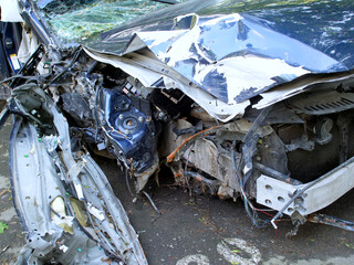 broken car accident, car damaged parts, unrecoverable 