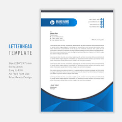 Simple Modern Letterhead vector template design. Creative & Clean business style print ready letterhead for your corporate project. Blue gradient Letterhead Design Template.