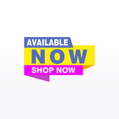 Available now label, badge, seal or burst flat vector icon for apps and websites