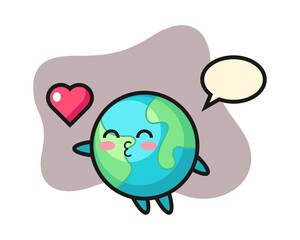 Earth cartoon kissing