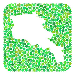 Map of Armenia mosaic designed with rounded rectangle and carved shape. Vector map of Armenia mosaic of circle elements in various sizes and green color tones.