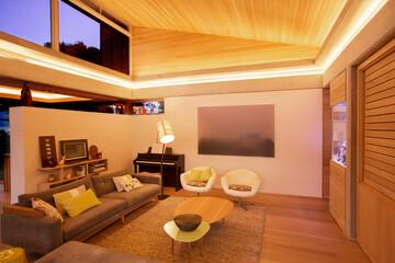 Illuminated living room