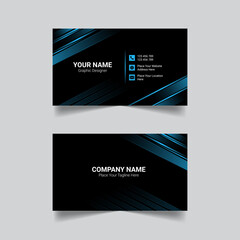 Modern luxury business card template with blue light gradient.