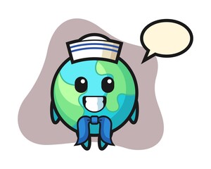 Earth cartoon as a sailor man