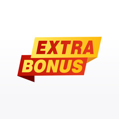 Vector Illustration Red Extra Bonus Label. Modern Web Banner Element