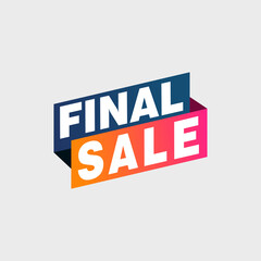Final Sale banner, poster background. Big sale, special offer, discounts, Vector illustration