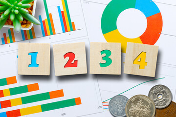 数字1234とグラフ