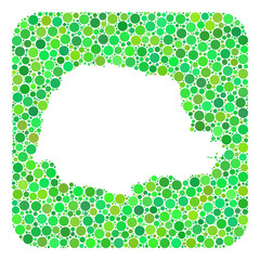 Map of Parana State collage created with rounded rectangle and subtracted space. Vector map of Parana State composition of spheric dots in different sizes and green color hues.