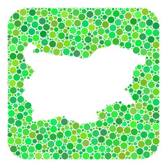 Map of Bulgaria collage designed with rounded rectangle and cut out shape. Vector map of Bulgaria collage of circles in different sizes and green shades.