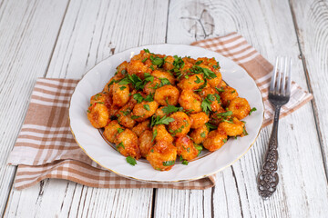 Traditional Delicious Turkish foods; bulgur garlic kofte (sarimsakli kofte)
