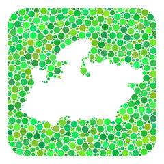 Map of Madhya Pradesh State mosaic created with rounded rectangle and stencil. Vector map of Madhya Pradesh State mosaic of circle elements in various sizes and green shades.