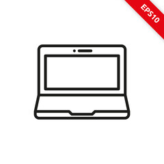 Vector illustration of a laptop in line icon style.
