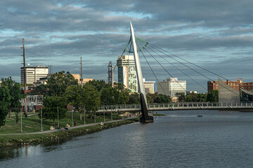 Fototapeta premium Buildings on Arkansas River, Wichita kansas 