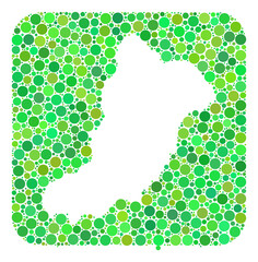 Map of La Graciosa Island mosaic created with rounded rectangle and subtracted space. Vector map of La Graciosa Island mosaic of circles in different sizes and green color tinges.