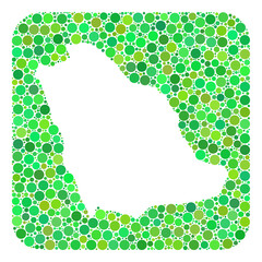 Map of Saudi Arabia mosaic composed with rounded rectangle and subtracted space. Vector map of Saudi Arabia mosaic of spheric blots in different sizes and green color tones.