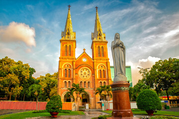 Fototapeta na wymiar Saigon Notre-Dame Cathedral Basilica (Basilica of Our Lady of The Immaculate Conception) in Ho Chi Minh city, Vietnam