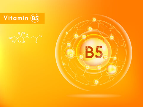 Vitamin B5 and collagen pink. Dietary supplement and healthy lifestyle. illustration vector EPS10.