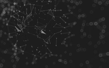 Abstract background. Molecules technology with polygonal shapes, connecting dots and lines. Connection structure. Big data visualization.