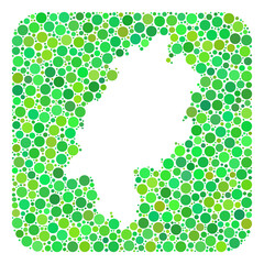 Map of Hesse State collage created with rounded rectangle and hole. Vector map of Hesse State composition of dots in variable sizes and green shades. Created for national and education projects.
