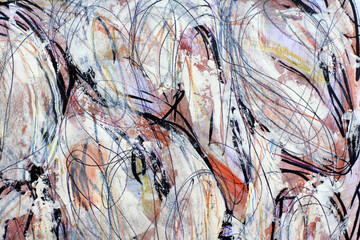 Abstract white spots on a colored background. A dirty, scribbled wall. Sketch in the style of abstract impressionism.
