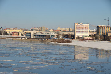 Obraz premium Evening on the Irtysh River, Omsk region, Siberia, Russia