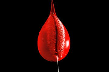 A water balloon before it bursts with a needle