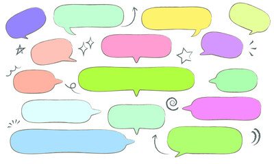 Obraz premium 色々な方向で使いやすいカラフル手書きフキダシセット