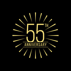 55 Years Anniversary Celebration with Firework Logo Design Template On Black Background