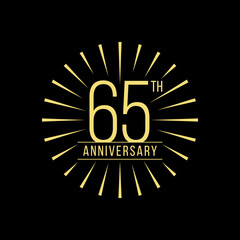 65 Years Anniversary Celebration with Firework Logo Design Template On Black Background