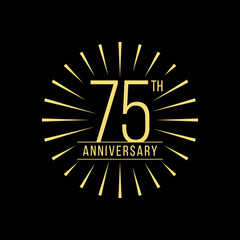 75 Years Anniversary Celebration with Firework Logo Design Template On Black Background
