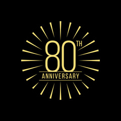80 Years Anniversary Celebration with Firework Logo Design Template On Black Background