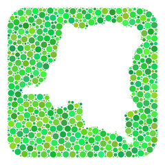 Map of Democratic Republic of the Congo collage designed with rounded rectangle and subtracted space.