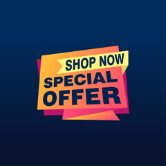 Special offer vector ribbon design template. Banner sale tag. Market special offer discount label