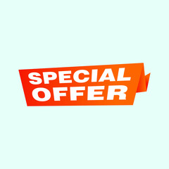 Special offer vector ribbon design template. Banner sale tag. Market special offer discount label