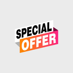 Special offer vector ribbon design template. Banner sale tag. Market special offer discount label