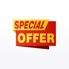 Special offer vector ribbon design template. Banner sale tag. Market special offer discount label