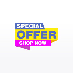 Special offer vector ribbon design template. Banner sale tag. Market special offer discount label