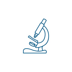 Microscope Line Blue Icon On White Background. Blue Flat Style Vector Illustration
