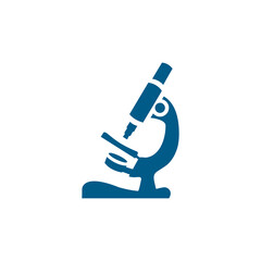 Microscope Blue Icon On White Background. Blue Flat Style Vector Illustration.
